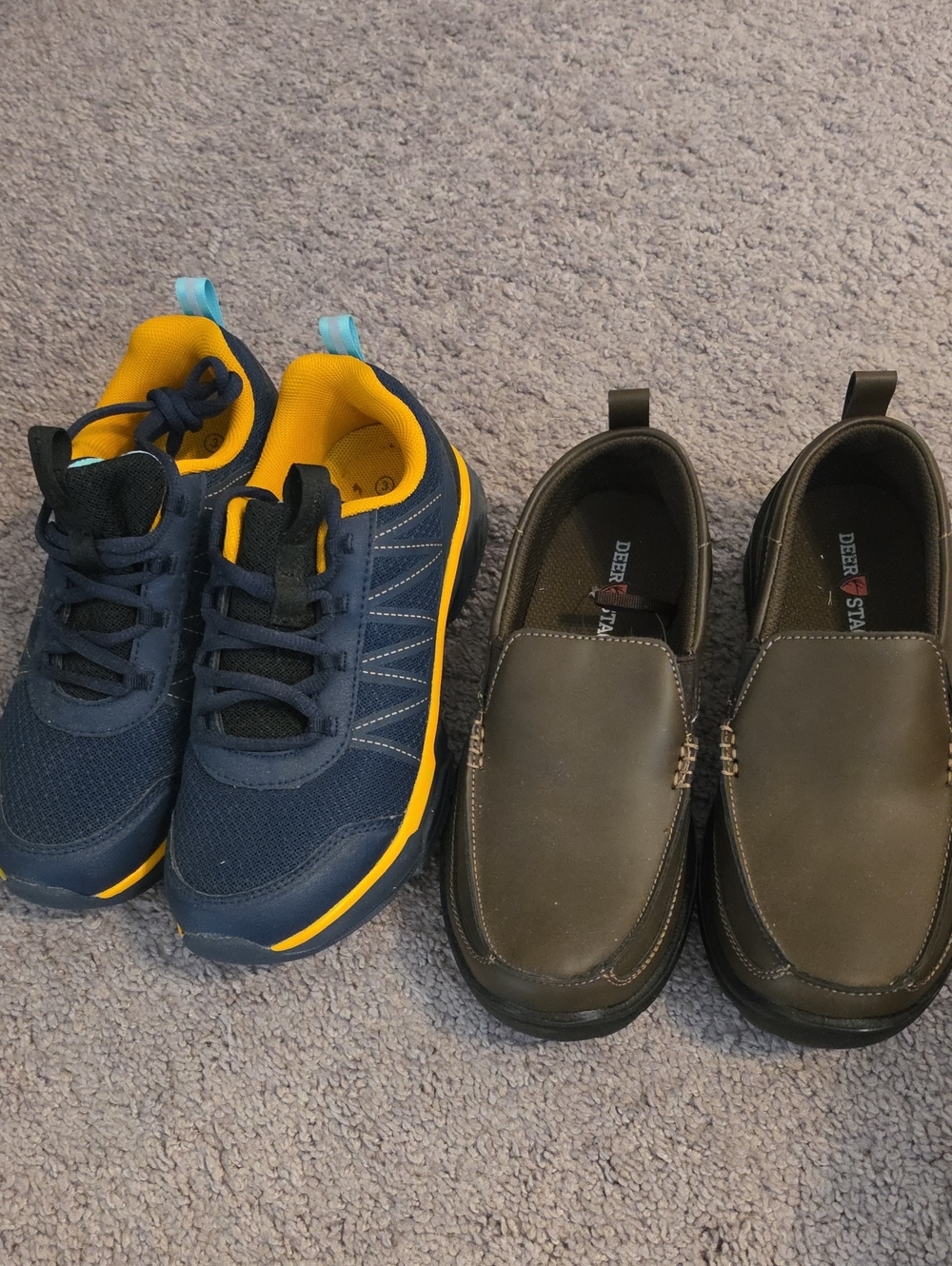 Kids Navy and Yellow Athletic Sneakers And Deer Stags Shoe Bundle